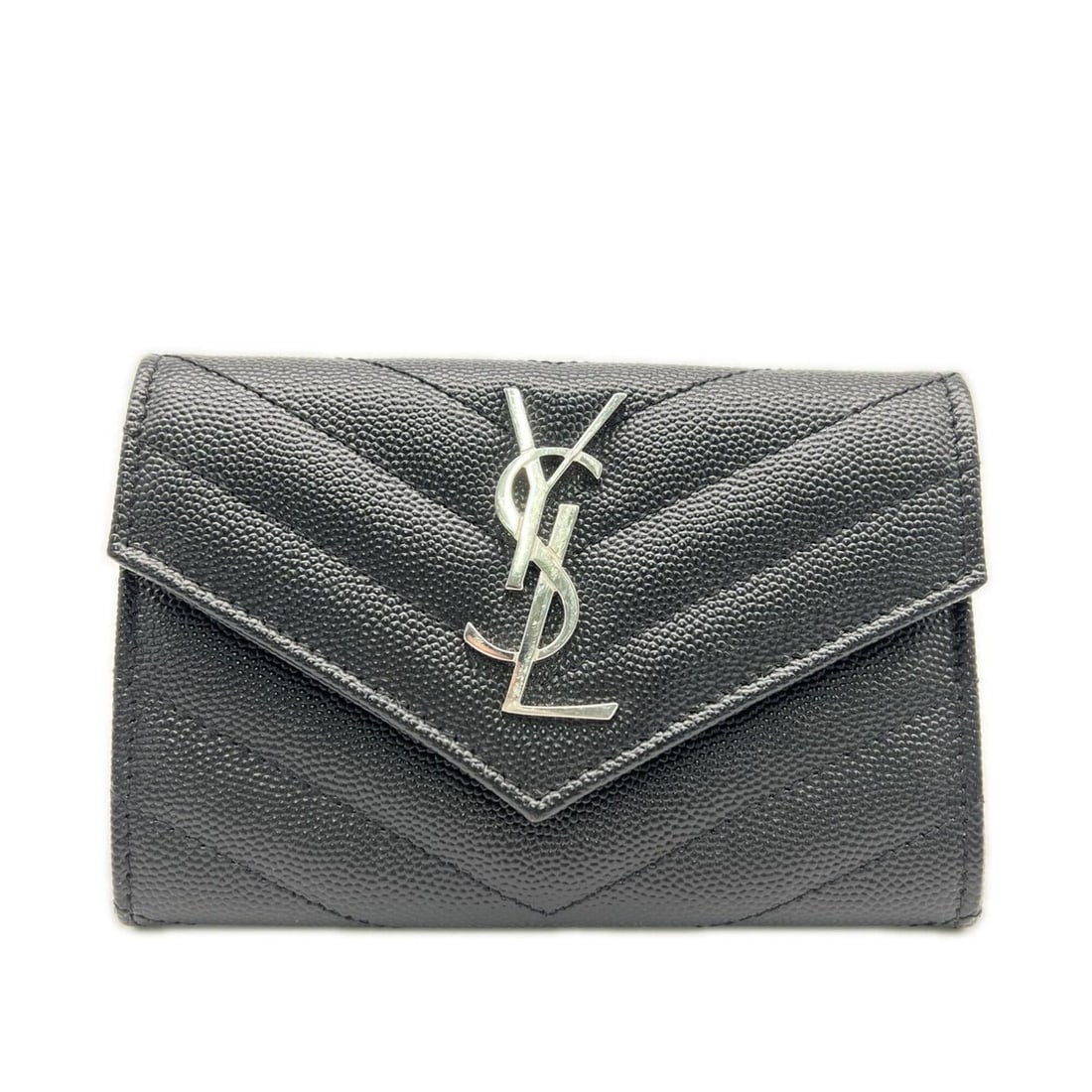 SAINT LAURENT Cassandra Small Envelope Wallet 414404 Business Card Holder/Card Case Black Calf: --- Catalog ---Category: DesignType: Business card caseColor: BlackGender: WomenCategory: GeneralMPN: 414404Brand: Saint LaurentCategory: Physical PropertiesSize (HxWxD): 9cm x 13cm x 2cm / 3.54'' x 5