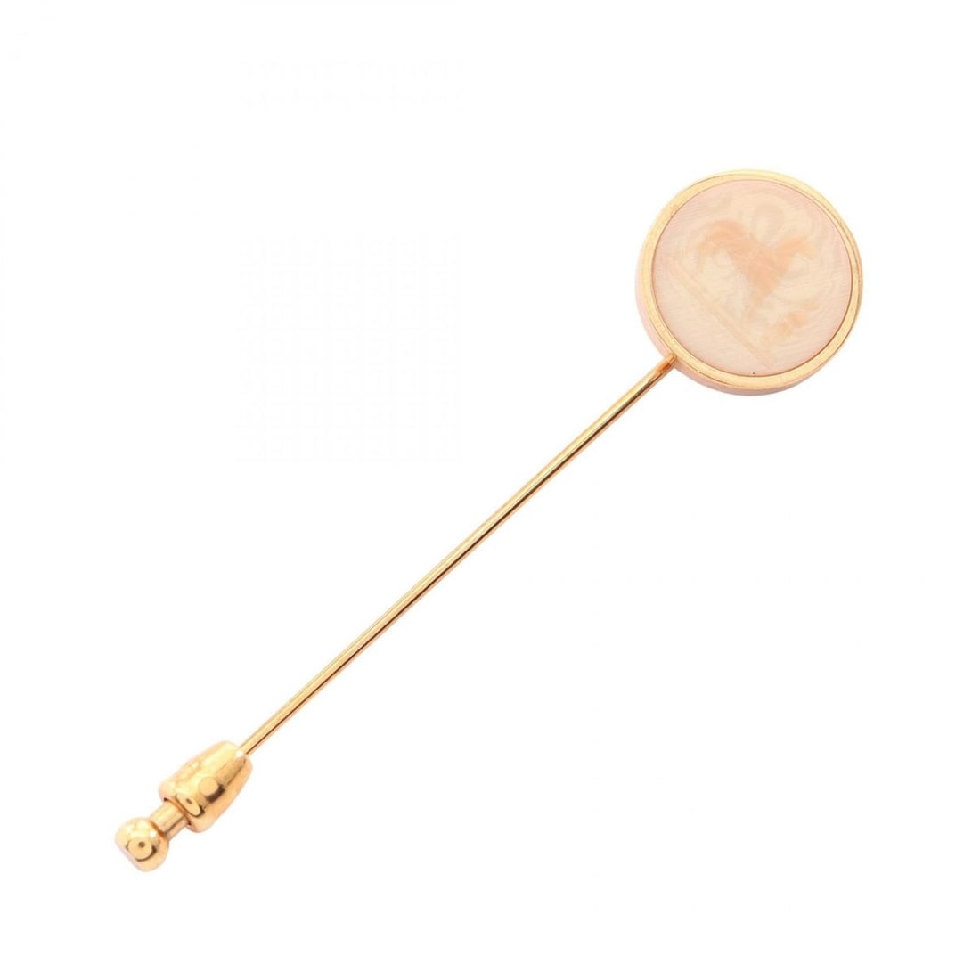 Hermes HERMES Corozo Pin Brooch Accessory GP (Gold Plated) Women's Gold/White (1 of 7)