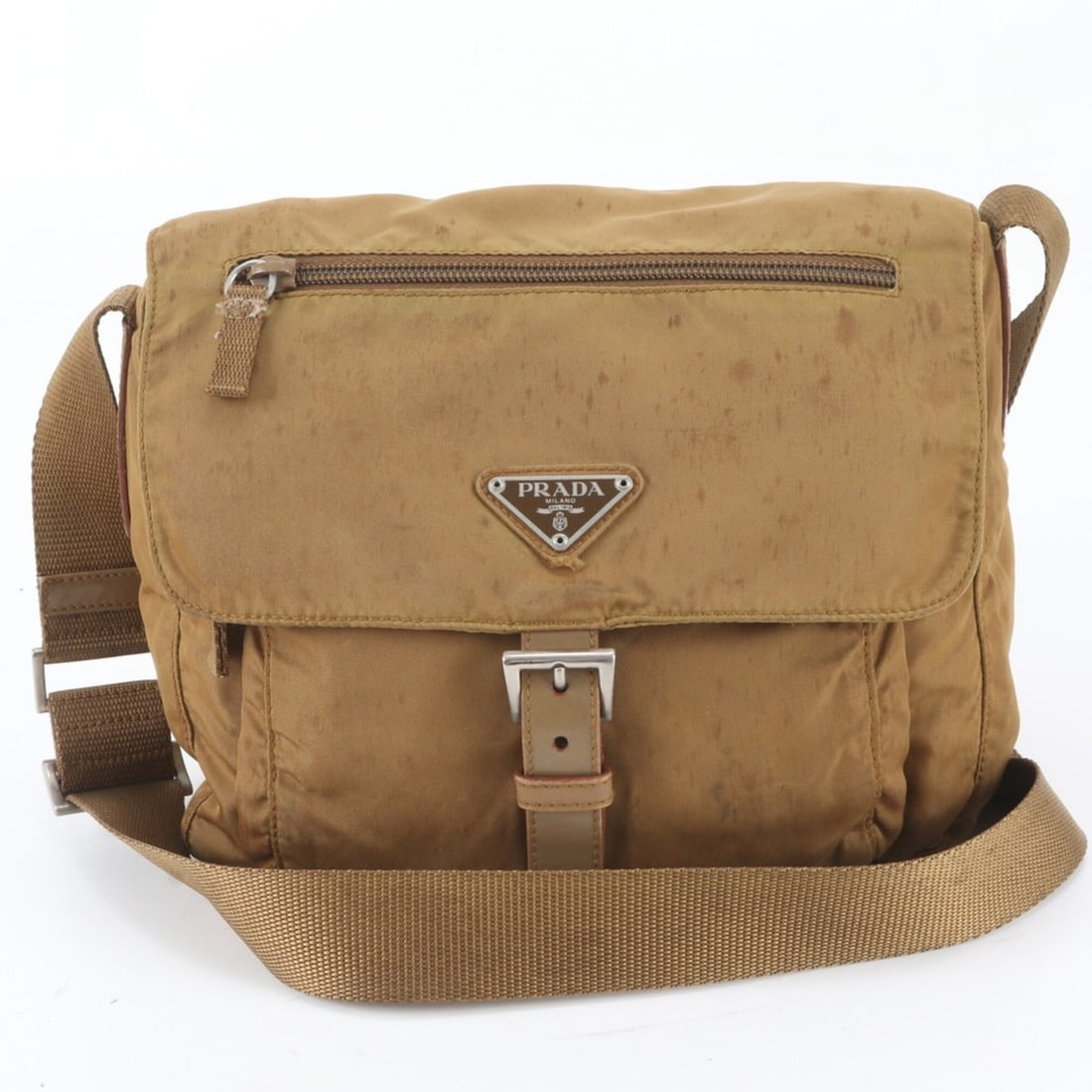 Prada Tessuto Nylon Triangle Logo Leather Shoulder Bag (with white tag) - Men's: --- Catalog ---Category: SizeSize (HxWxD): 19cm x 22cm x 10cm / 7.48'' x 8.66'' x 3.93''Strap Length: 100cm / 39.36''Category: DesignType: Shoulder bagColor: BrownGender: MenMaterial: Nylon , Leather 