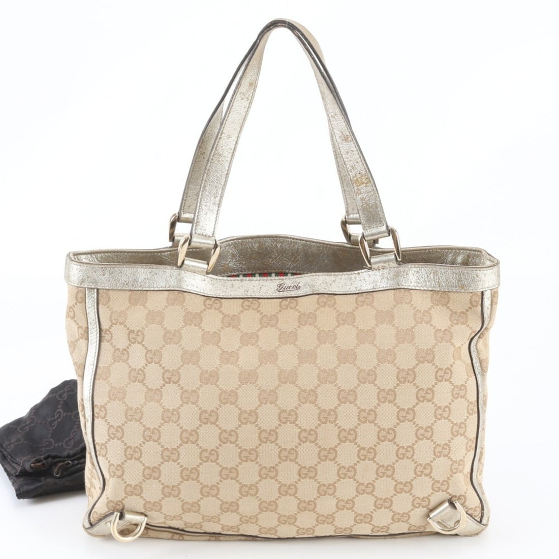 Gucci GG Canvas 170004 Leather Tote Bag Handbag Shoulder Beige Women's: --- Catalog ---Category: SizeSize (HxWxD): 24cm x 33cm x 5cm / 9.44'' x 12.99'' x 1.96''Handle Length: 38cm / 14.96''Category: DesignType: Handbag, Tote bagColor: Brown, GoldGender: WomenMaterial: Lea