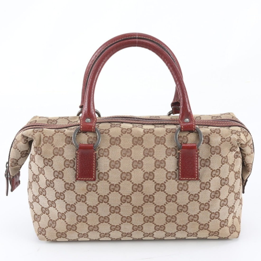 Gucci GG Canvas Mini Boston 113009 Leather Handbag Tote Brown Women's: --- Catalog ---Category: SizeSize (HxWxD): 18cm x 29cm x 10cm / 7.08'' x 11.41'' x 3.93''Handle Length: 39cm / 15.35''Category: DesignType: HandbagColor: BrownGender: WomenMaterial: Leather , Canvas C