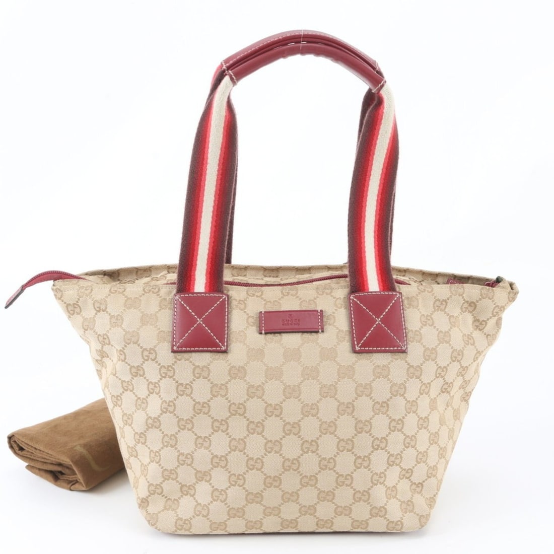 Gucci GG Canvas 131230 Leather Tote Bag Handbag Shoulder for Women: --- Catalog ---Category: SizeSize (HxWxD): 24cm x 25cm x 19cm / 9.44'' x 9.84'' x 7.48''Handle Length: 55cm / 21.65''Category: DesignType: Handbag, Tote bagColor: Beige, Red colorGender: WomenMaterial