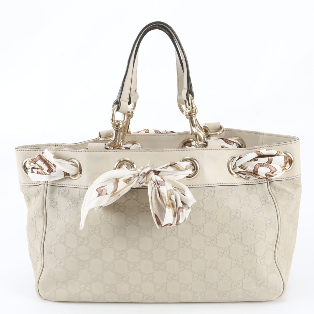 Gucci Guccissima Positano 162879 Leather Tote Bag Handbag Shoulder Scarf Muffler for Women: --- Catalog ---Category: SizeSize (HxWxD): 20cm x 33cm x 12cm / 7.87'' x 12.99'' x 4.72''Handle Length: 35cm / 13.77''Category: DesignType: Handbag, Tote bagColor: WhiteGender: WomenMaterial: Leather 