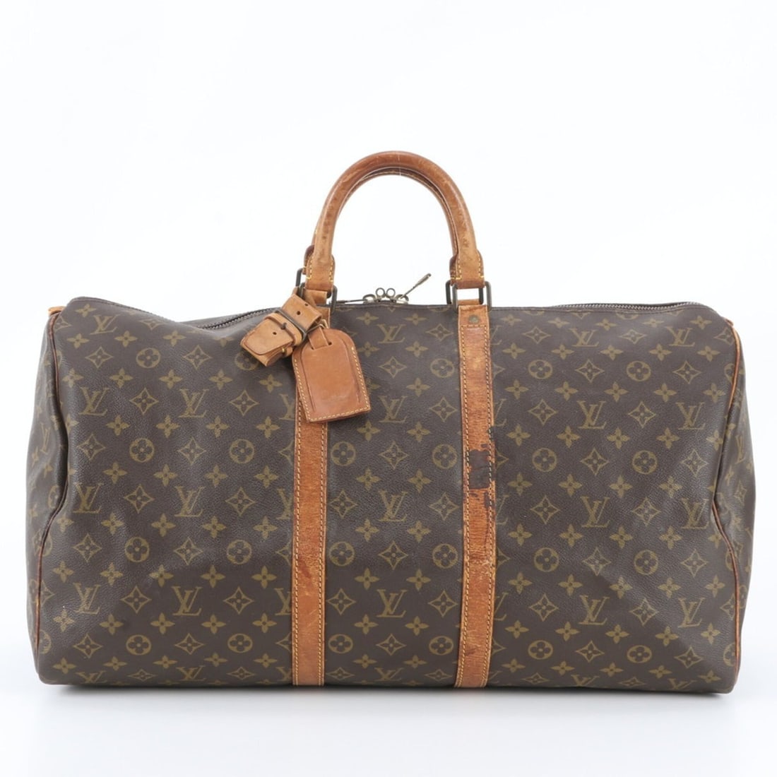 Louis Vuitton Monogram Keepall 55 M41424 Leather Boston Handbag Tote Bag Travel Men's: --- Catalog ---Category: SizeSize (HxWxD): 28cm x 55cm x 25cm / 11.02'' x 21.65'' x 9.84''Handle Length: 28cm / 11.02''Category: DesignType: Boston bagColor: BrownGender: MenMaterial: Leather , Coated