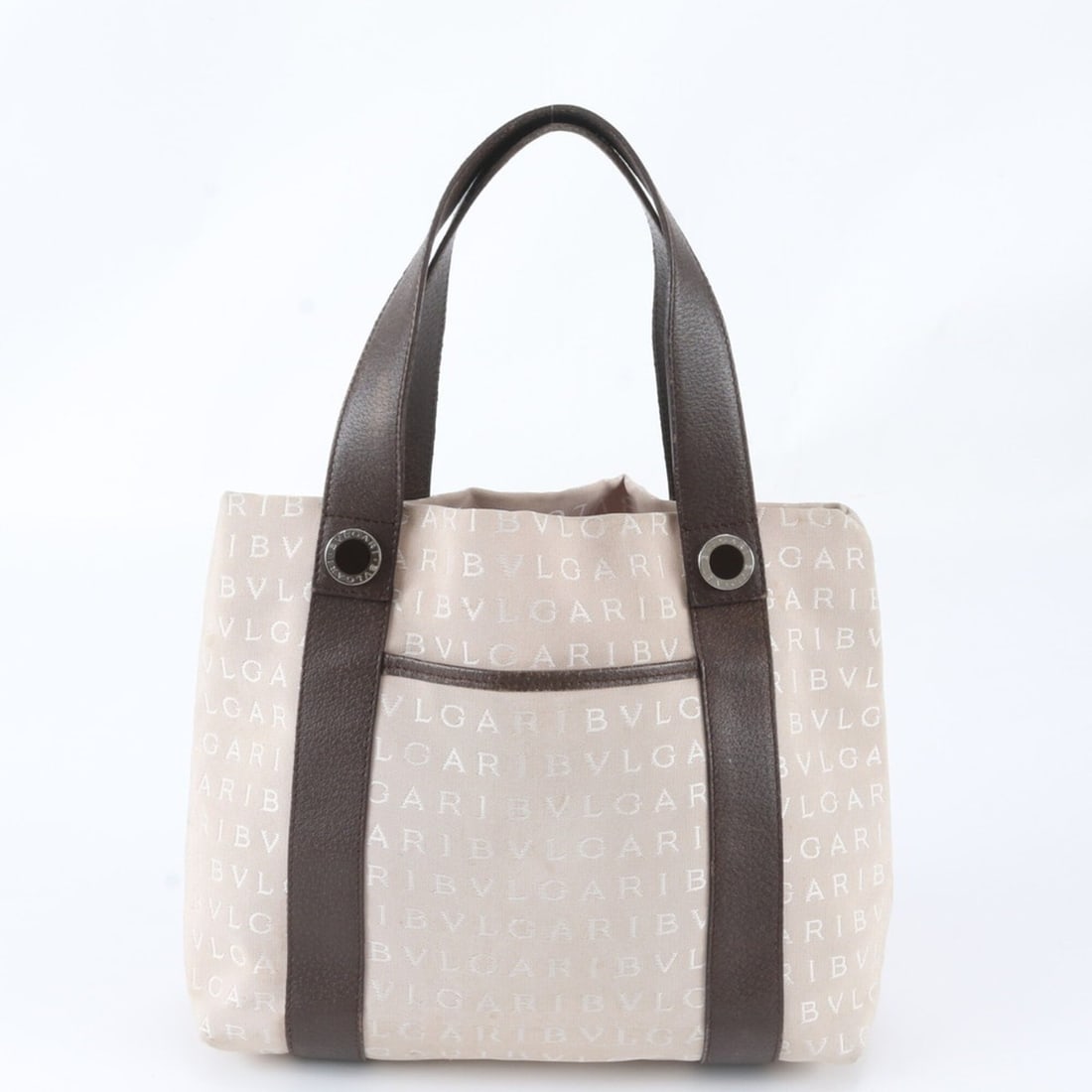 Bvlgari Logomania Leather Tote Bag, Handbag, Shoulder Beige Brown, Women's: --- Catalog ---Category: SizeSize (HxWxD): 22cm x 28cm x 10cm / 8.66'' x 11.02'' x 3.93''Handle Length: 39cm / 15.35''Category: DesignType: Handbag, Tote bagColor: Beige brownGender: WomenMaterial: Le