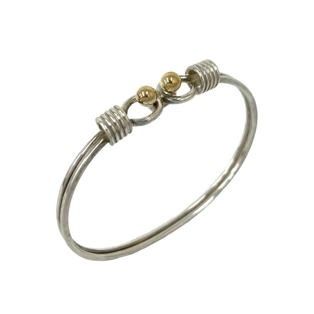 TIFFANY&Co. Tiffany Double Hook Bangle, Sterling Silver 925, 18K Yellow Gold, Accessory, Silver, (1 of 7)
