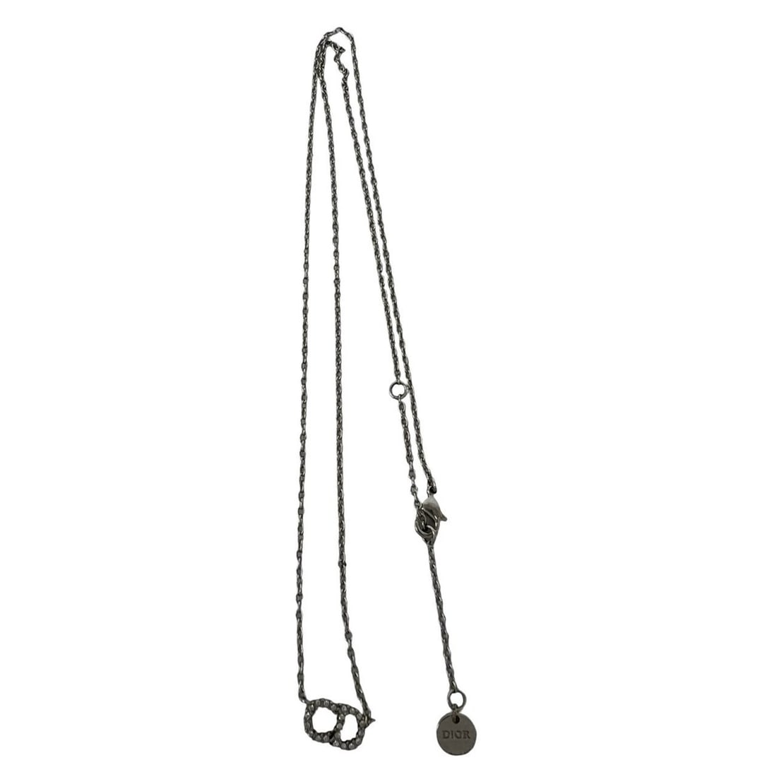 Christian Dior Vintage CD Logo Necklace, Plated Silver Accessory, 22632 (1 of 6)