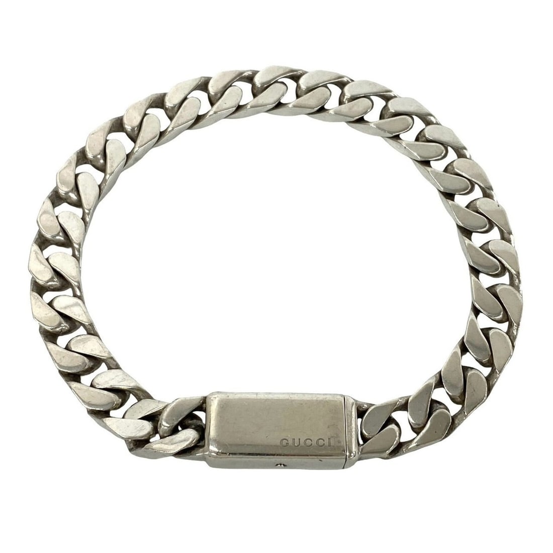 GUCCI Vintage Cuban Link Chain Bracelet, Sterling Silver 925, Bangle, Accessory, 07009: --- Catalog ---Category: SizeLength: 19.5cm / 7.67''Category: DesignType: Charm braceletColor: SilverGender: WomenMaterial: Silver 925Category: GeneralBrand: Gucci--- Item List ---Section: ConditionRa
