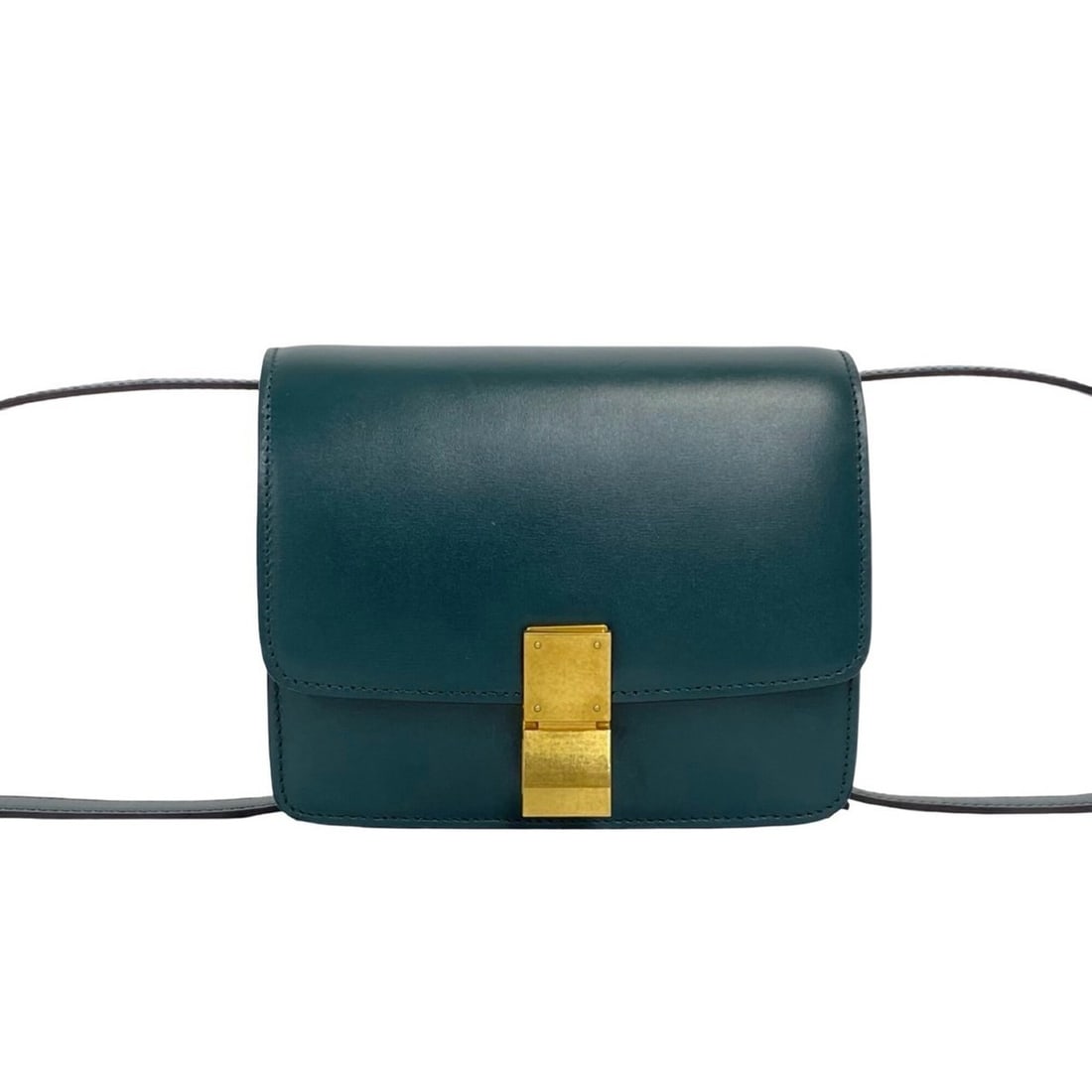 CELINE Classic Box Small Leather Mini Semi One Shoulder Bag/Sacoche, Green, 14874: --- Catalog ---Category: SizeSize (HxWxD): 13.5cm x 16.5cm x 6.5cm / 5.31'' x 6.49'' x 2.55''Category: DesignType: Shoulder bagColor: GreenGender: WomenMaterial: Leather Category: GeneralBrand: Celine