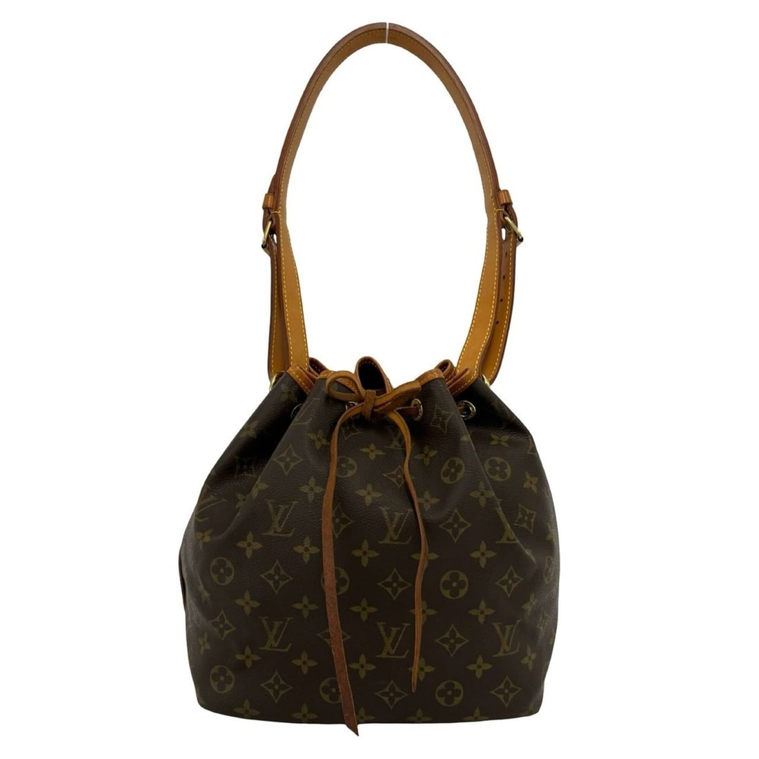 LOUIS VUITTON Vintage Petit Noé Monogram Leather Drawstring Semi-One Shoulder Bag Brown 30757: --- Catalog ---Category: SizeSize (HxWxD): 26.5cm x 24cm x 18cm / 10.43'' x 9.44'' x 7.08''Category: DesignType: Shoulder bagColor: BrownGender: WomenMaterial: Leather Category: GeneralBrand: Louis Vu