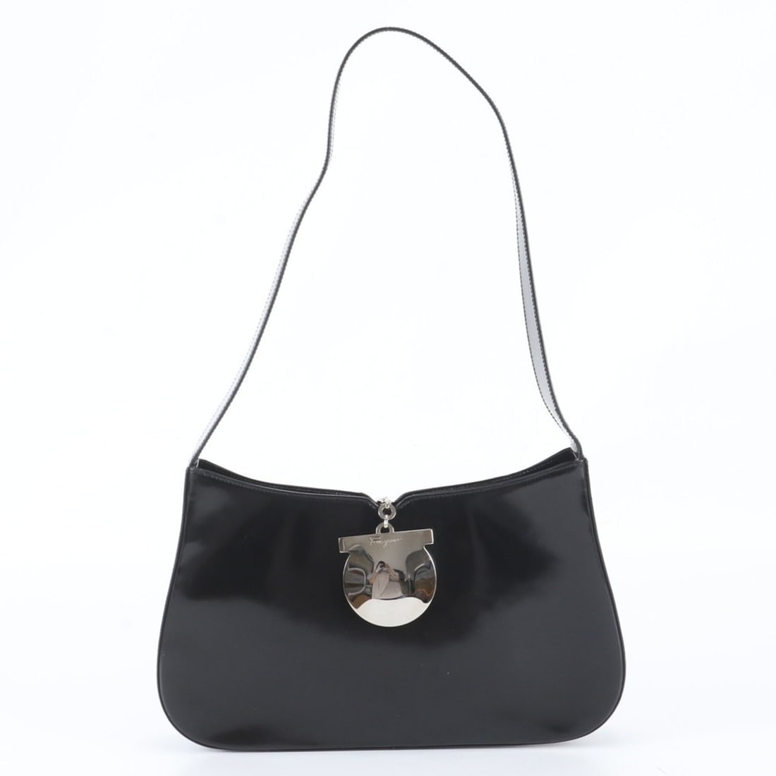Salvatore Ferragamo Gancini DD 21 8203 Leather Shoulder Bag, Black, Women's: --- Catalog ---Category: SizeSize (HxWxD): 18cm x 30cm x 7cm / 7.08'' x 11.81'' x 2.75''Strap Length: 65cm / 25.59''Category: DesignType: Shoulder bagColor: BlackGender: WomenMaterial: Leather Categor