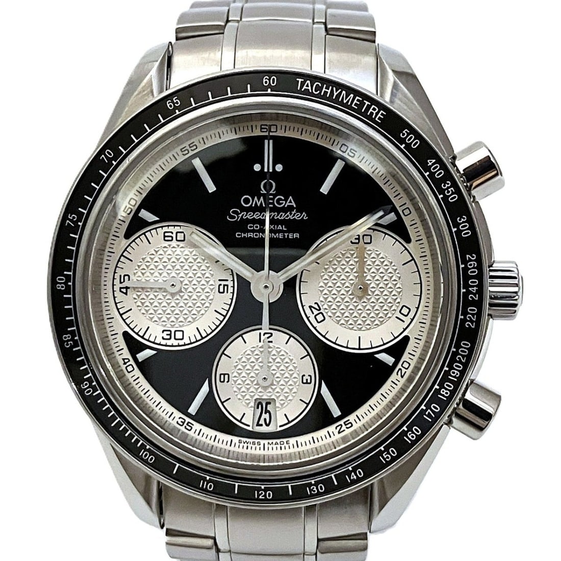Omega Speedmaster Racing Co-Axial Watch, Total Weight 155.8g, Stainless Steel, Automatic Movement,: --- Catalog ---Category: SizeWrist Size: 17cm / 6.69''Case Diameter: 40.1mm / 1.58''Category: DesignType: WristwatchGender: MenColor (Dial): BlackMaterial (Band): Stainless steelMaterial (Case): Stain