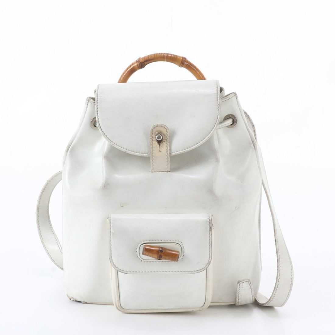 Vintage Old Gucci Bamboo 003 2034 0030 Leather Backpack Shoulder Handbag for Women (1 of 14)