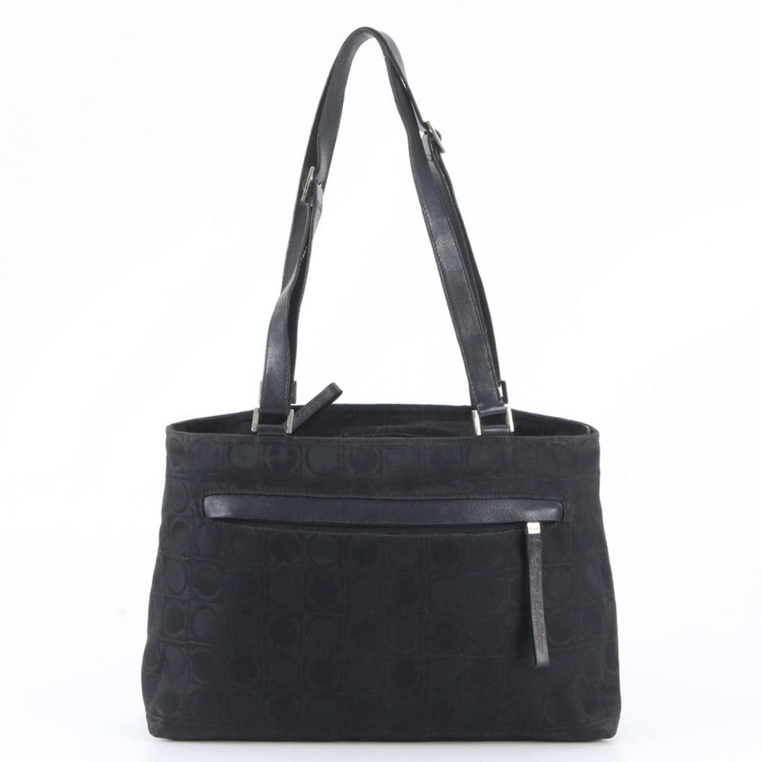 Salvatore Ferragamo Gancini 0868 Leather Nylon Tote Bag Handbag Shoulder for Women: --- Catalog ---Category: SizeSize (HxWxD): 23cm x 34cm x 12cm / 9.05'' x 13.38'' x 4.72''Strap Length: 63cm / 24.8''Category: DesignType: Handbag, Tote bagColor: BlackGender: WomenMaterial: Leather , 