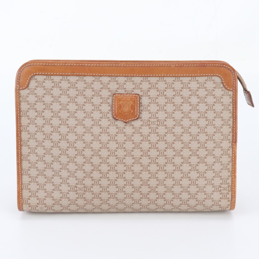 Celine Macadam Leather Second Bag Clutch Handbag Pouch Brown Men's: --- Catalog ---Category: SizeSize (HxWxD): 19cm x 27cm x 6cm / 7.48'' x 10.62'' x 2.36''Category: DesignType: HandbagColor: BrownGender: MenMaterial: Leather , Coated canvas Category: GeneralLine: Mac