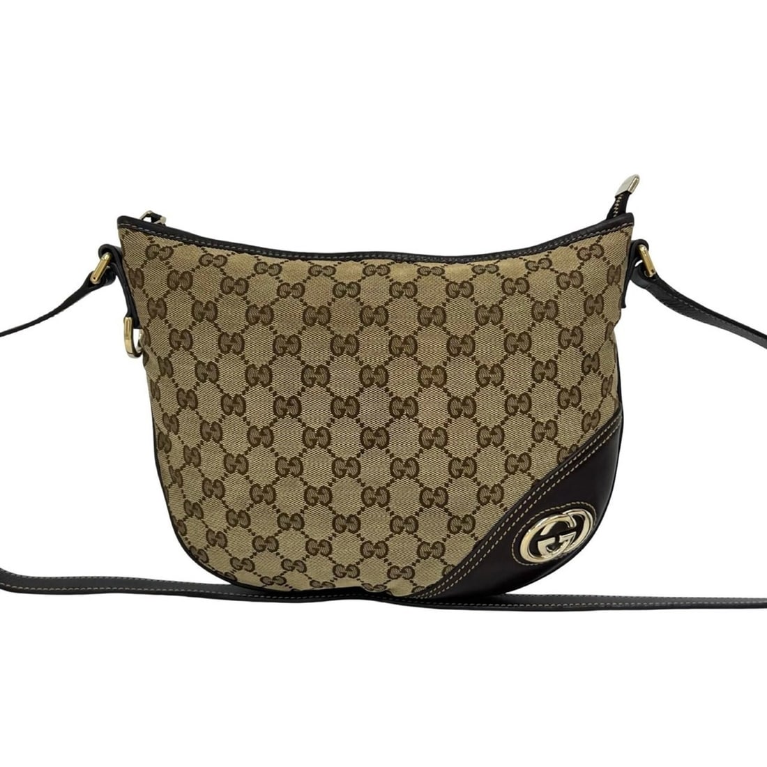 GUCCI GG pattern logo hardware canvas leather genuine shoulder bag pochette crossbody brown 03-10: --- Catalog ---Category: SizeSize (HxWxD): 23cm x 29cm / 9.05'' x 11.41''Category: DesignType: Pochette, Shoulder bagColor: BrownGender: WomenMaterial: Canvas , Leather Category: GeneralBrand: Gucci--