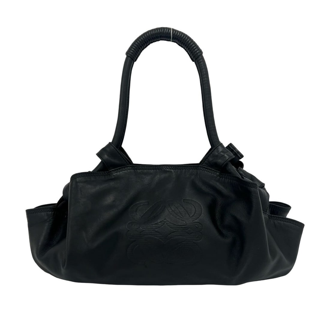 LOEWE Vintage Nappa Isle Anagram Logo Leather Handbag Semi-Shoulder Bag Black 30844: --- Catalog ---Category: SizeSize (HxWxD): 22.5cm x 42cm x 11cm / 8.85'' x 16.53'' x 4.33''Category: DesignType: Handbag, Shoulder bagColor: BlackGender: WomenMaterial: Leather Category: GeneralBrand: