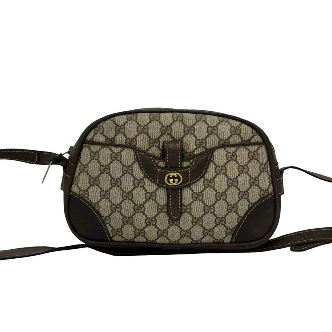 GUCCI Vintage GG Logo Leather Shoulder Bag/Sacoche/Pouch (Brown, 36147): --- Catalog ---Category: SizeSize (HxWxD): 18cm x 29cm x 9cm / 7.08'' x 11.41'' x 3.54''Category: DesignType: Pochette, Shoulder bagColor: BrownGender: WomenMaterial: Leather , PVC Category: GeneralBr