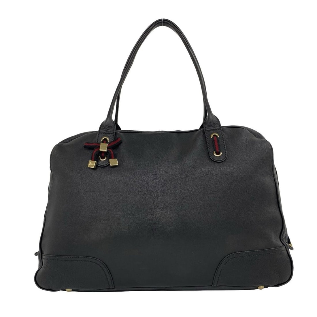 GUCCI Princy Sherry Line Leather Boston Bag Tote Handbag Black 26483: --- Catalog ---Category: SizeSize (HxWxD): 30cm x 45.5cm x 15.5cm / 11.81'' x 17.91'' x 6.1''Category: DesignType: Boston bag, Handbag, Tote bagColor: Black, Green, Red colorGender: WomenMaterial: Lea