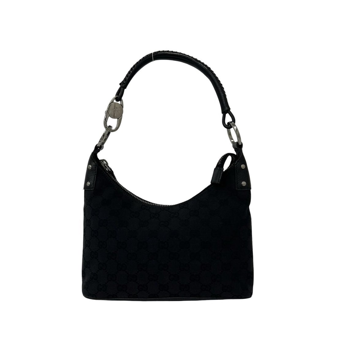 GUCCI GG pattern logo hardware canvas leather genuine mini handbag one shoulder bag black 34298: --- Catalog ---Category: SizeSize (HxWxD): 22cm x 29cm x 7.5cm / 8.66'' x 11.41'' x 2.95''Category: DesignType: Handbag, Shoulder bagColor: BlackGender: WomenMaterial: Canvas , Leather Category: Gener
