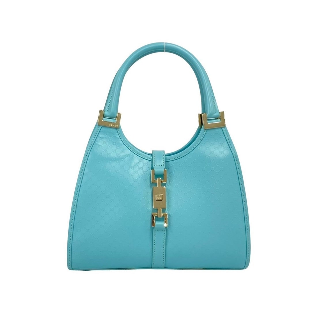 GUCCI Jackie Leather Handbag/Mini Tote Bag with Micro Guccissima Pattern, Blue, Item No. 28944: --- Catalog ---Category: SizeSize (HxWxD): 17.5cm x 20.5cm x 6cm / 6.88'' x 8.07'' x 2.36''Category: DesignType: Handbag, Tote bagColor: BlueGender: WomenMaterial: Leather Category: GeneralBrand: Gucc