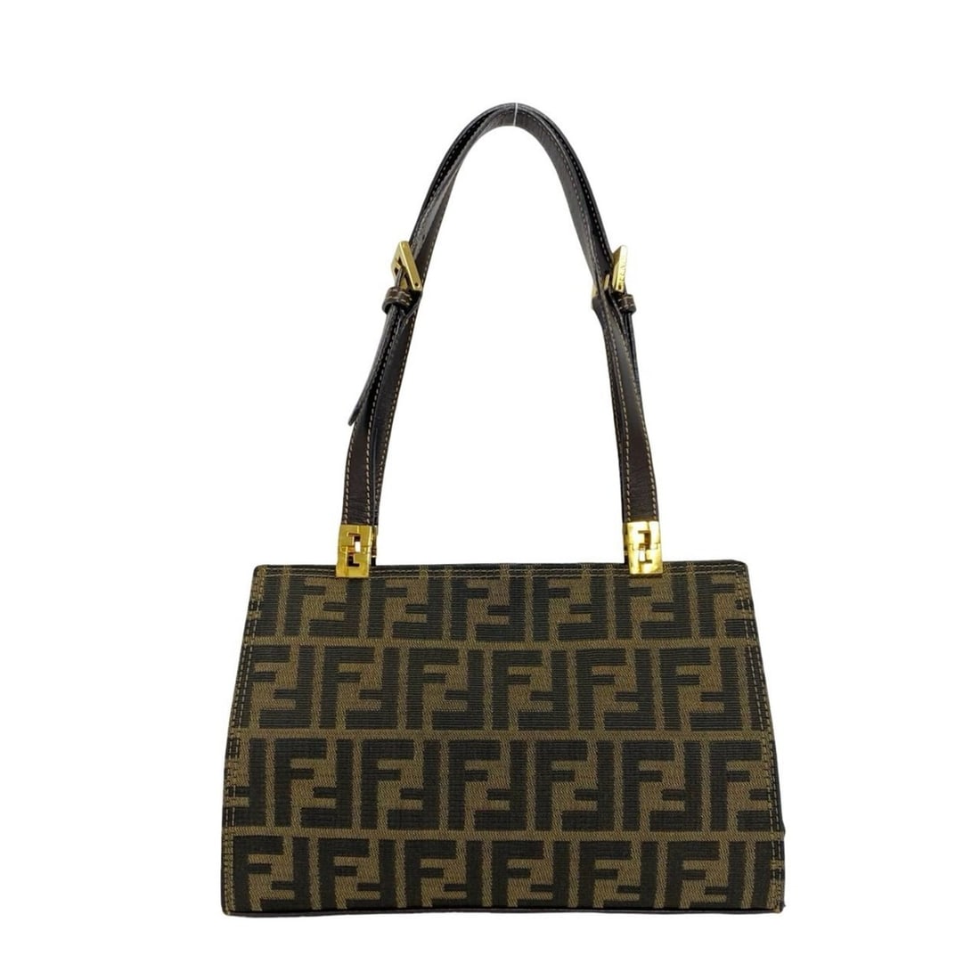 FENDI Vintage Zucca FF Logo Canvas Leather Handbag Semi-Shoulder Bag Brown 32753: --- Catalog ---Category: SizeSize (HxWxD): 17cm x 26cm x 7.5cm / 6.69'' x 10.23'' x 2.95''Category: DesignType: Handbag, Shoulder bagColor: BrownGender: WomenMaterial: Canvas , Leather Category: Gener