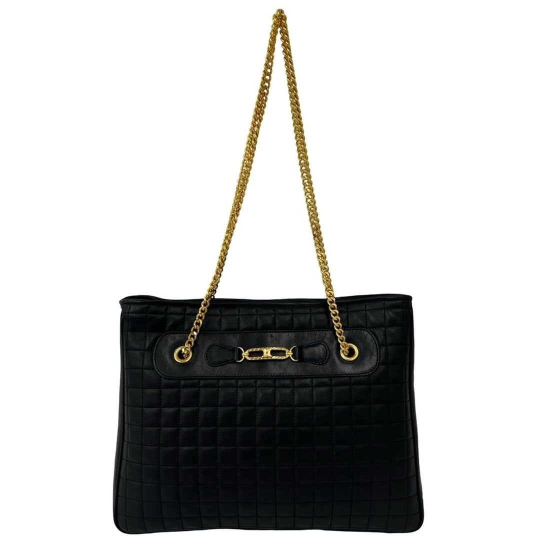 CELINE Vintage Blazon Triomphe Leather Chain Shoulder Bag Tote Black 30524: --- Catalog ---Category: SizeSize (HxWxD): 26cm x 32.5cm x 5cm / 10.23'' x 12.79'' x 1.96''Category: DesignType: Shoulder bag, Tote bagColor: BlackGender: WomenMaterial: Leather Category: GeneralBrand
