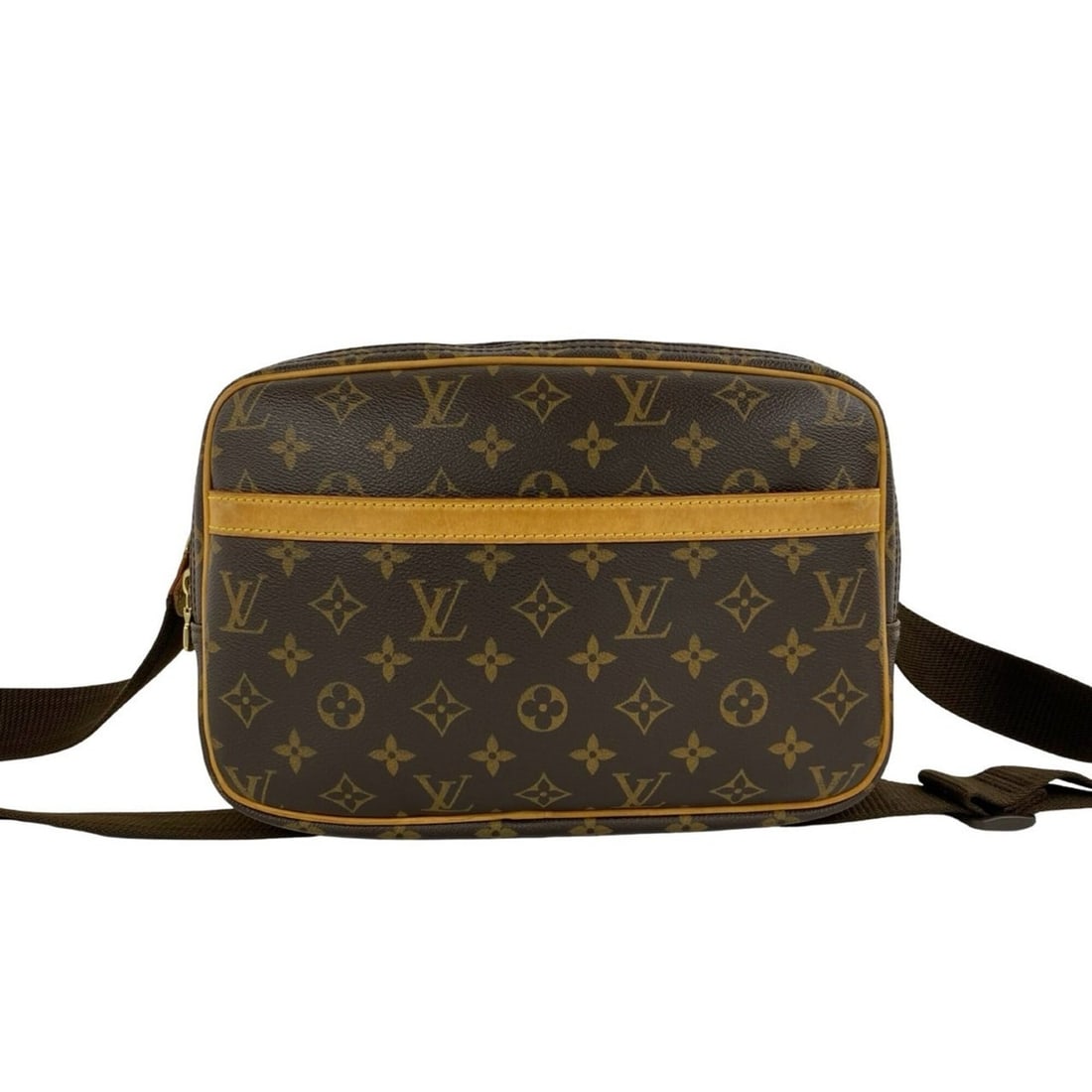 LOUIS VUITTON Reporter PM Monogram Logo Pattern Leather Shoulder Bag/Pouch Brown 24268: --- Catalog ---Category: SizeSize (HxWxD): 21cm x 27.5cm x 12.5cm / 8.26'' x 10.82'' x 4.92''Category: DesignType: Pochette, Shoulder bagColor: BrownGender: WomenMaterial: Leather , PVC Category: Gene