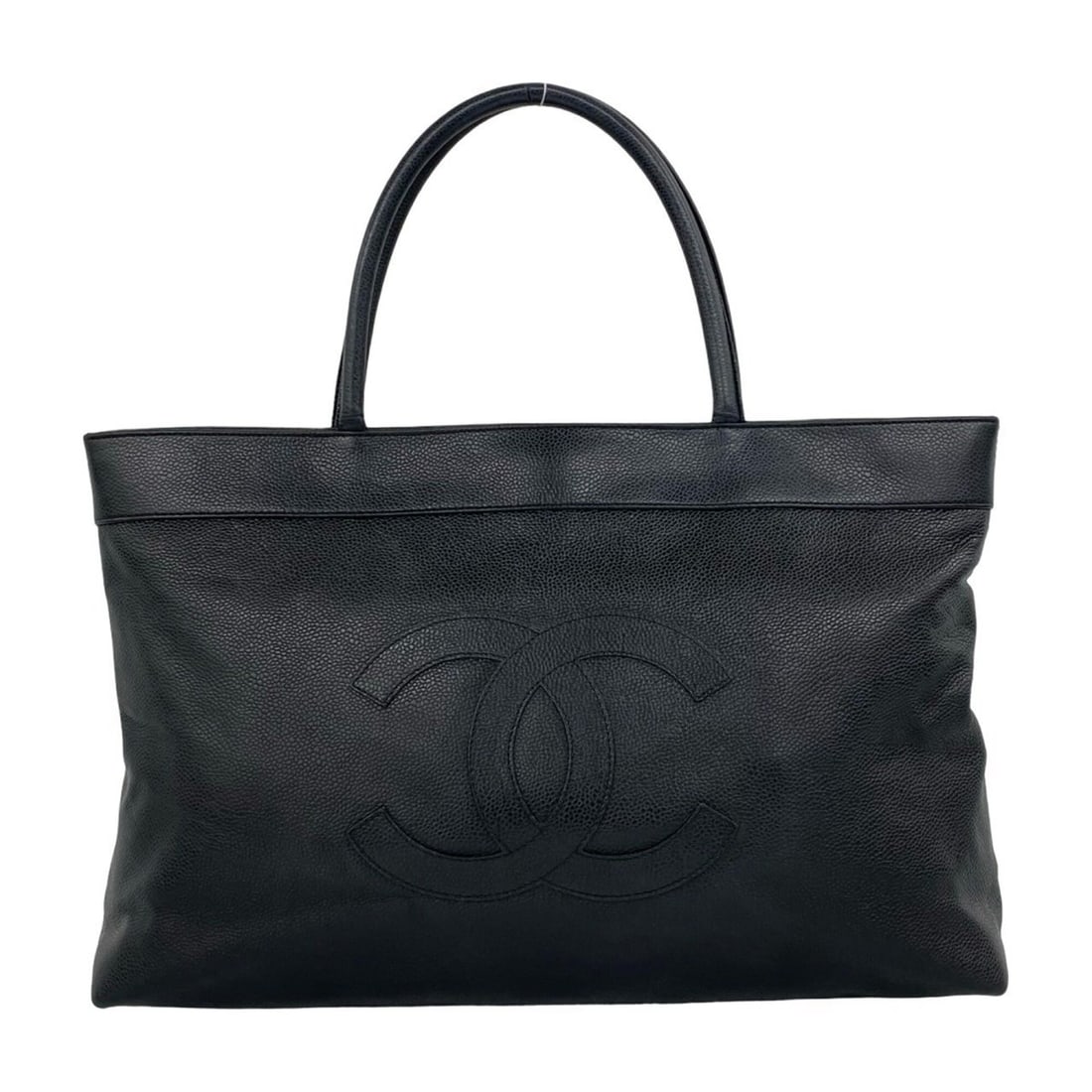 CHANEL Coco Mark Caviar Skin Leather Handbag Tote Bag Black 330-3: --- Catalog ---Category: SizeSize (HxWxD): 25cm x 41cm x 10cm / 9.84'' x 16.14'' x 3.93''Category: DesignType: Handbag, Tote bagColor: BlackGender: WomenMaterial: Grained Calfskin Category: GeneralBra