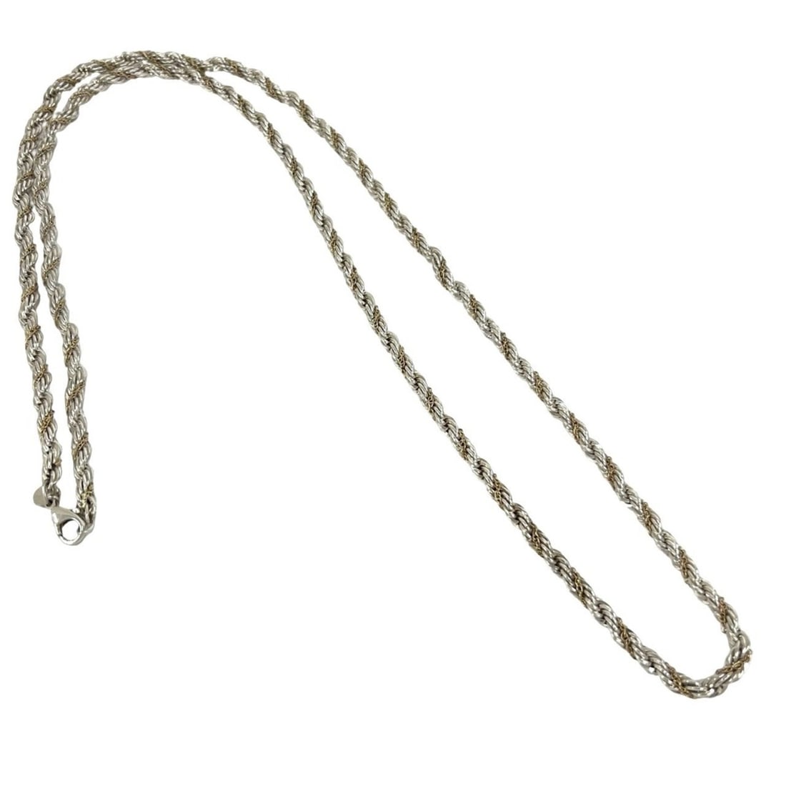 TIFFANY&Co. Tiffany Vintage Twist Rope Necklace, Sterling Silver 925, 18K Yellow Gold, Silver, 208-4: --- Catalog ---Category: SizeNeck Circumference: 90.5 cm / 35.62''Category: DesignColor: Gold, SilverGender: WomenMaterial: Silver 925, Yellow gold (18K)Necklace Type: NecklaceCategory: GeneralBrand: 