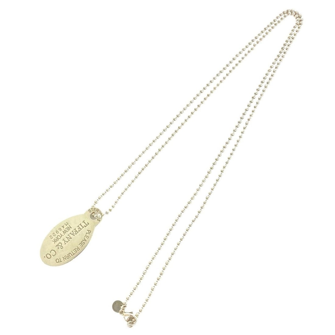 TIFFANY&Co. Tiffany Vintage Return to Oval Tag Necklace, Sterling Silver 925, Accessory, 98582: --- Catalog ---Category: SizePendant Size: 42mm x 22mm / 1.65'' x 0.86''Neck Circumference: 87 cm / 34.25''Category: DesignColor: SilverGender: WomenMaterial: Silver 925Necklace Type: NecklaceCategory