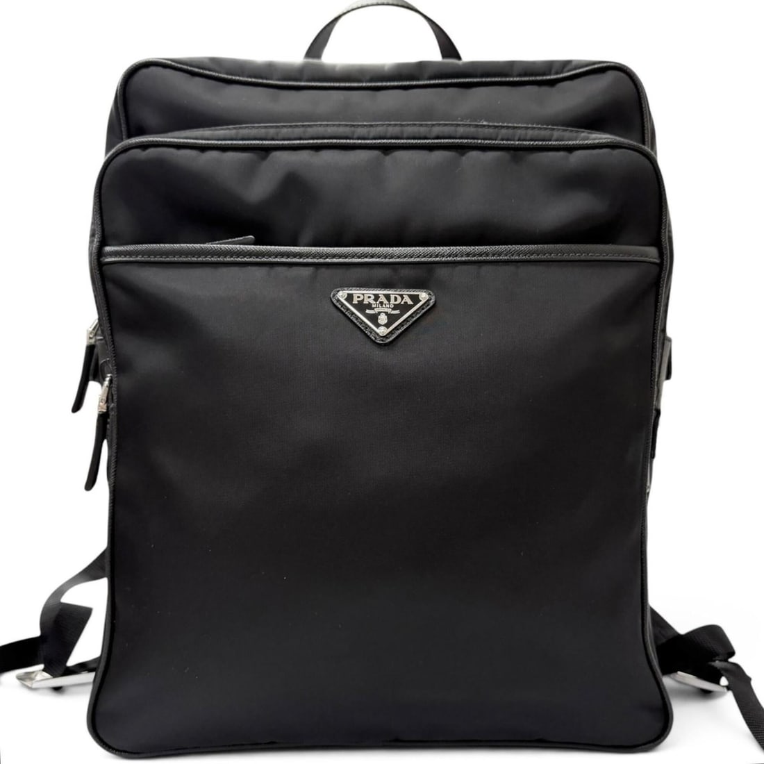 PRADA 2VZ080 Triangle Logo Re-Nylon Saffiano Leather Backpack Daypack Black Made in Italy Men's with (1 of 14)