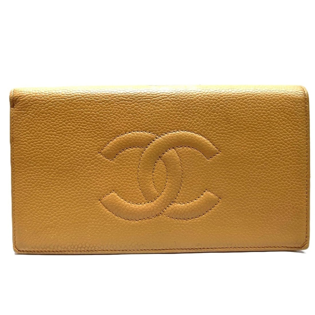 Chanel CHANEL Bi-fold wallet Coco Mark Caviar leather A48651: --- Catalog ---Category: SizeSize (HxWxD): 10cm x 18.5cm x 2cm / 3.93'' x 7.28'' x 0.78''Category: DesignType: Wallet (bi-fold)Color: BeigeGender: WomenMaterial: Grained Calfskin Category: GeneralMPN: