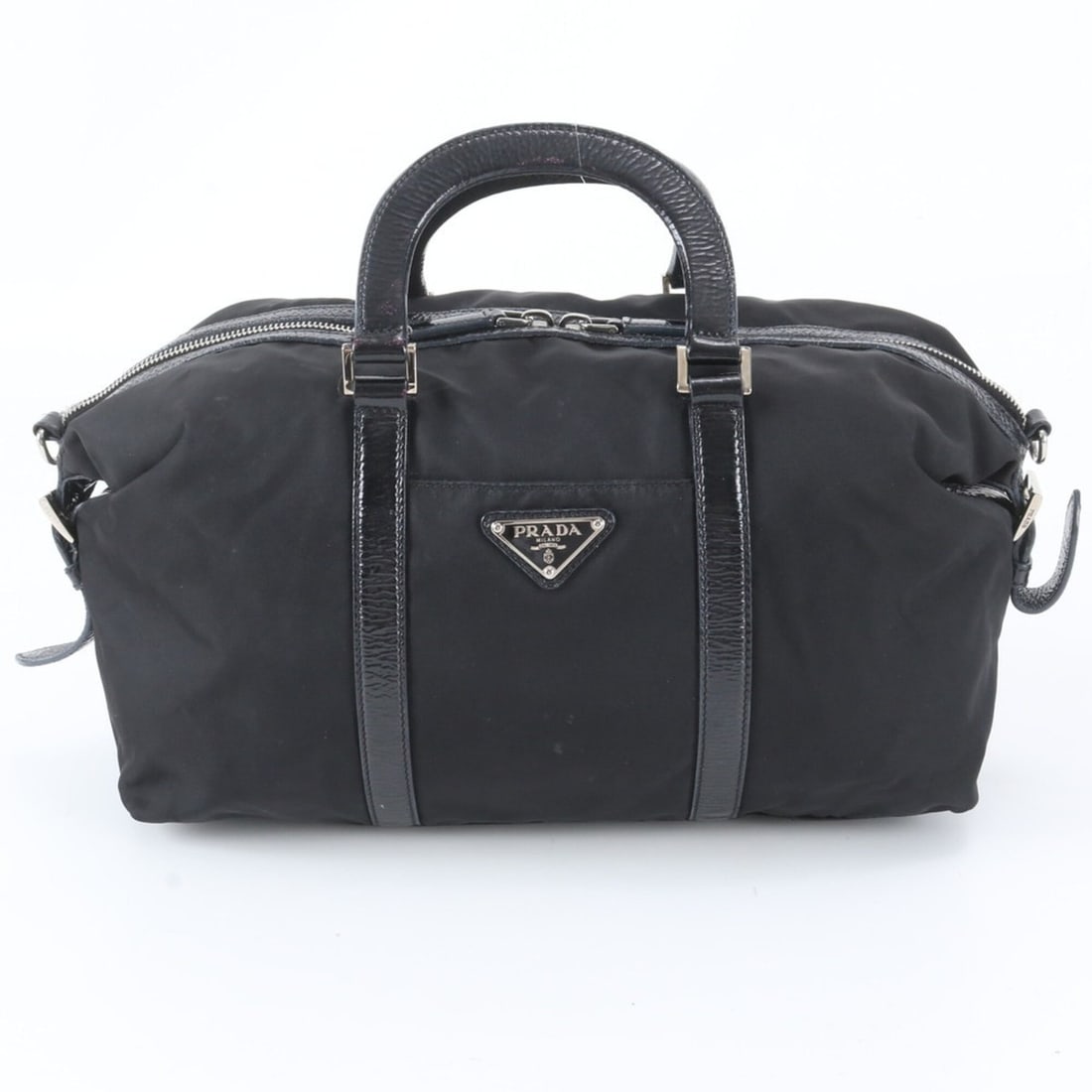 Prada Tessuto Nylon Triangle Logo Leather Tote Bag Handbag Shoulder for Women: --- Catalog ---Category: SizeSize (HxWxD): 16cm x 32cm x 11cm / 6.29'' x 12.59'' x 4.33''Category: DesignType: Handbag, Shoulder bag, Tote bagColor: BlackGender: WomenMaterial: Nylon , Leather Categor