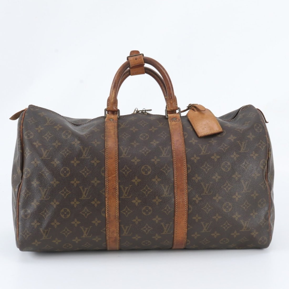 Louis Vuitton Monogram Keepall 50 M41426 Leather Boston Handbag Tote Bag Carry-on for Men: --- Catalog ---Category: SizeSize (HxWxD): 32cm x 50cm x 21cm / 12.59'' x 19.68'' x 8.26''Category: DesignType: Boston bag, Tote bagColor: BrownGender: MenMaterial: Leather , Coated canvas Category: G