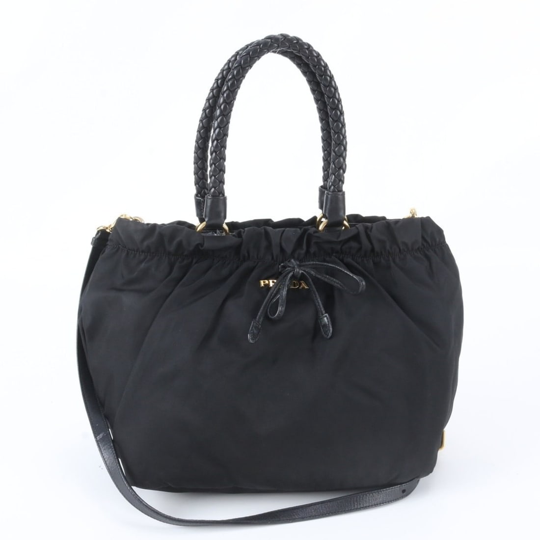 Prada Tessuto Nylon Leather 2-Way Shoulder Bag, Handbag, Tote Black, Women's (1 of 13)