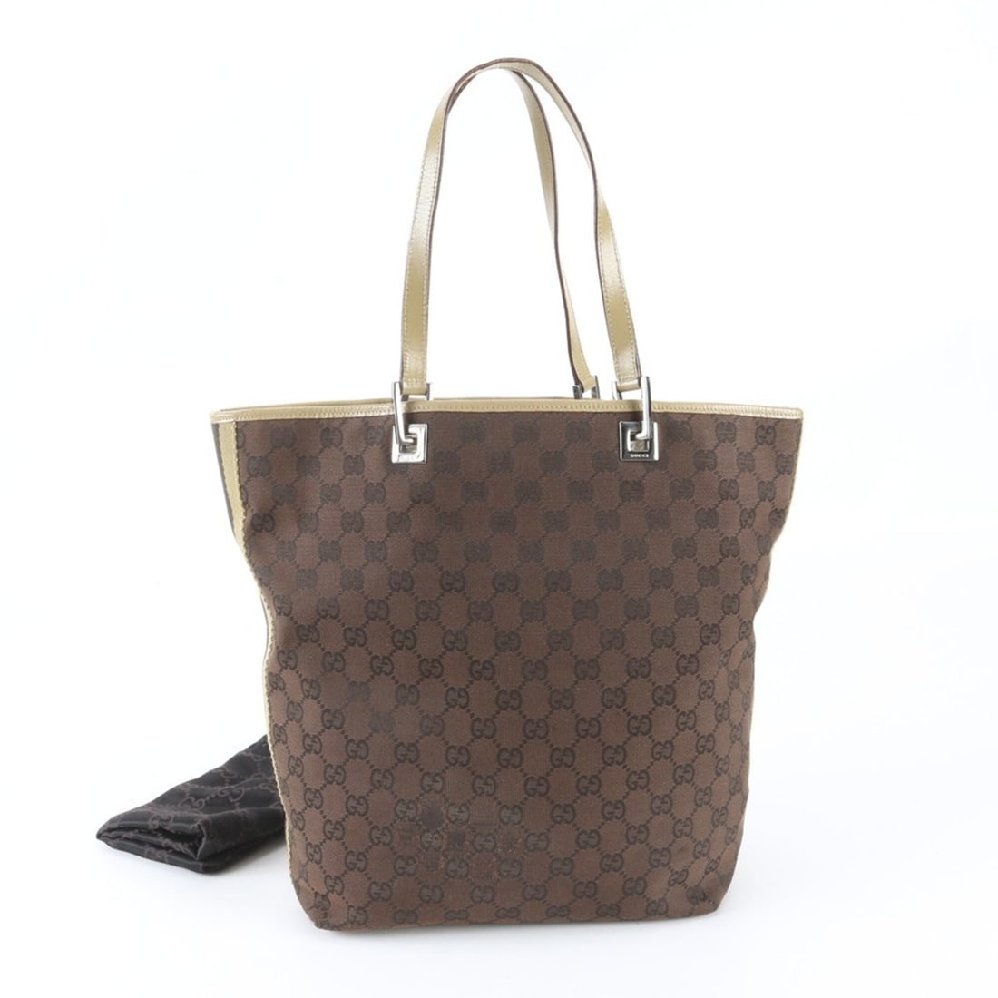 Gucci GG Canvas 31243 Leather Tote Bag Handbag Shoulder Silver Hardware Women's: --- Catalog ---Category: SizeSize (HxWxD): 30cm x 25cm x 14cm / 11.81'' x 9.84'' x 5.51''Category: DesignType: Handbag, Shoulder bag, Tote bagColor: BrownGender: WomenMaterial: Leather , Canvas Catego