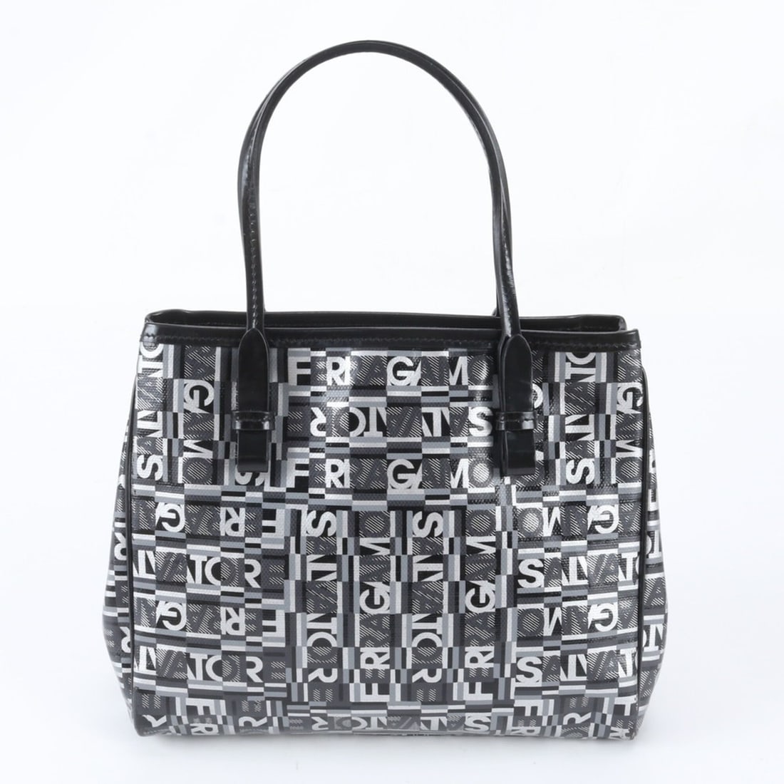 Salvatore Ferragamo logo print leather tote bag, handbag, shoulder bag for women.: --- Catalog ---Category: SizeSize (HxWxD): 20cm x 24cm x 10cm / 7.87'' x 9.44'' x 3.93''Category: DesignType: Handbag, Shoulder bag, Tote bagColor: SilverGender: WomenMaterial: Leather , Coated canvas
