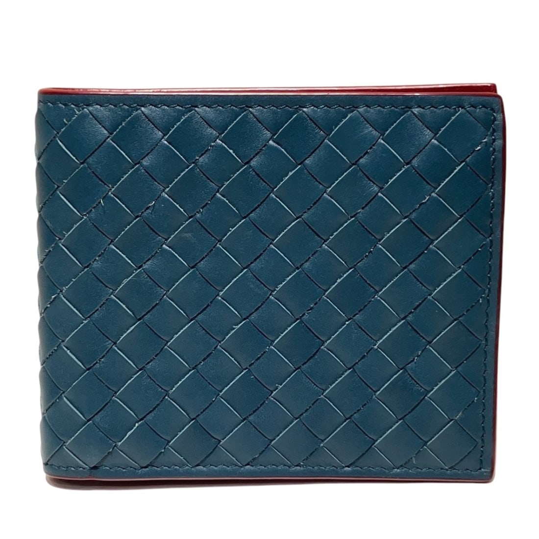 Bottega Veneta bi-fold wallet, Intrecciato leather: --- Catalog ---Category: SizeSize (HxWxD): 9.5cm x 11cm x 1cm / 3.74'' x 4.33'' x 0.39''Category: DesignType: Wallet (bi-fold)Color: BlueGender: WomenMaterial: Leather Category: GeneralLine: Intreccia