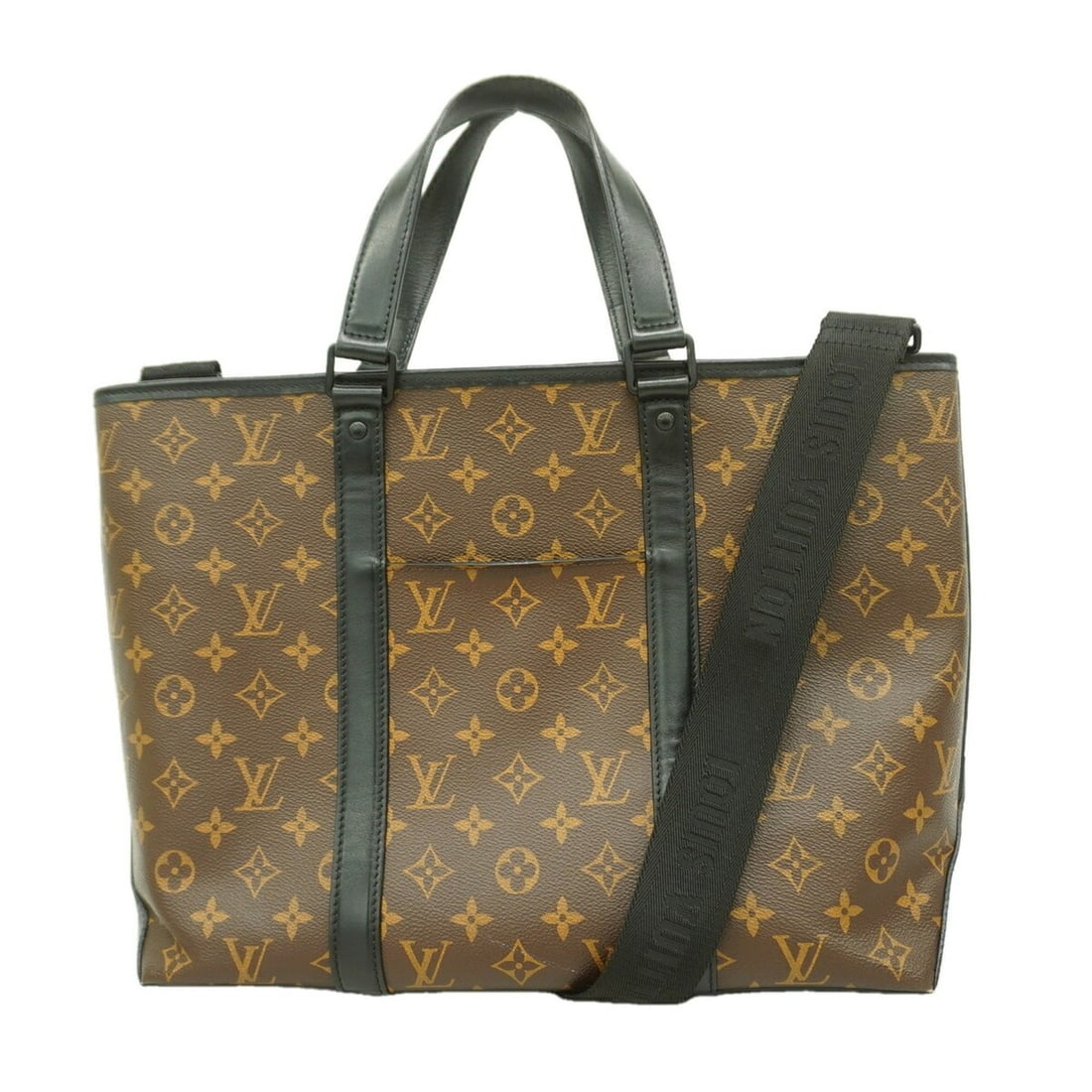 Louis Vuitton Monogram Macassar Weekend Tote PM Handbag M45734 Brown Black 2-way bag for men (1 of 11)