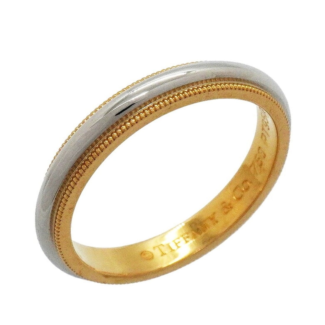 Tiffany & Co. Milgrain Ring, 18K Yellow Gold (KYG), Platinum (Pt950), Size 18, Men's: --- Catalog ---Category: SizeJP Size: 18US Size: 9Category: DesignType: Band ringGender: MenMaterial: Platinum 950, Yellow gold (18K)Category: GeneralBrand: Tiffany--- Item List ---Section: ConditionR