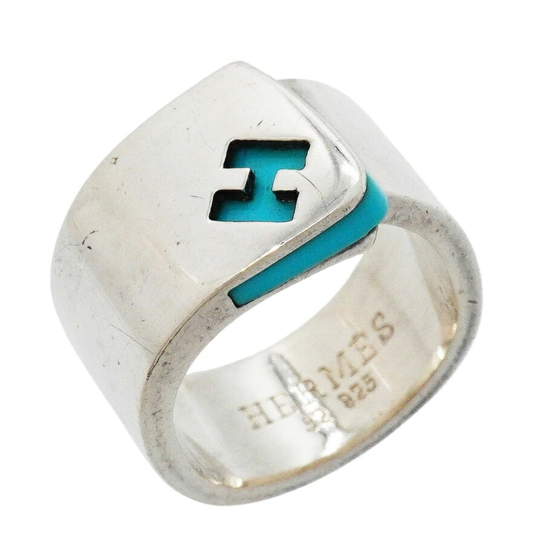 Hermes Candy Ring, Sterling Silver 925, Blue, Size 52, Women's: --- Catalog ---Category: SizeUS Size: 6.5Brand Size: 52Category: DesignType: Band ringColor: BlueGender: WomenMaterial: Silver 925Category: GeneralBrand: Hermes--- Item List ---Section: ConditionRanki