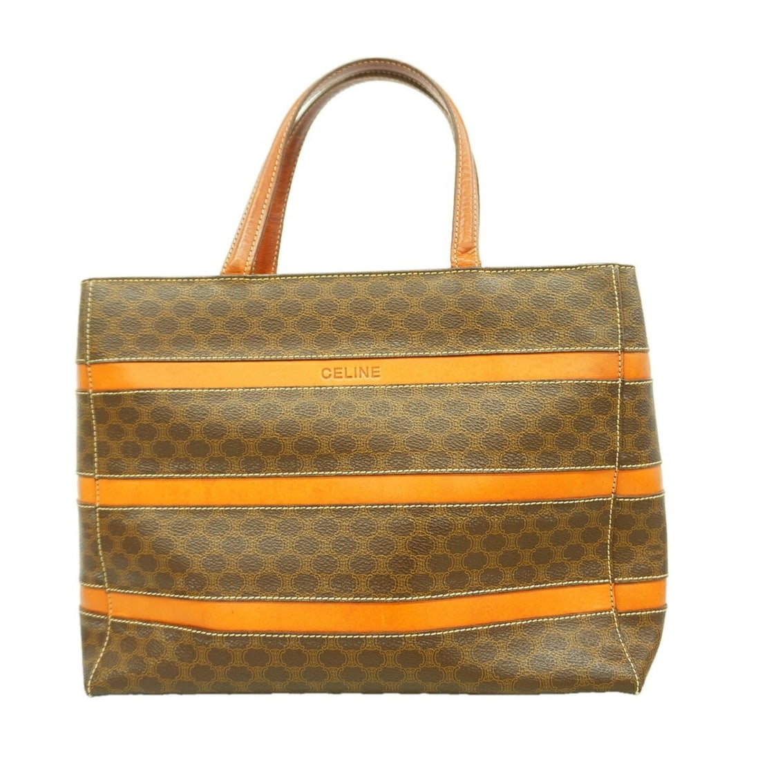 Celine Macadam Brown Handbag for Women: --- Catalog ---Category: SizeSize (HxWxD): 23.5cm x 29.5cm x 10.5cm / 9.25'' x 11.61'' x 4.13''Category: DesignType: HandbagColor: BrownGender: WomenMaterial: PVC Hardware Color: GoldCategory: General