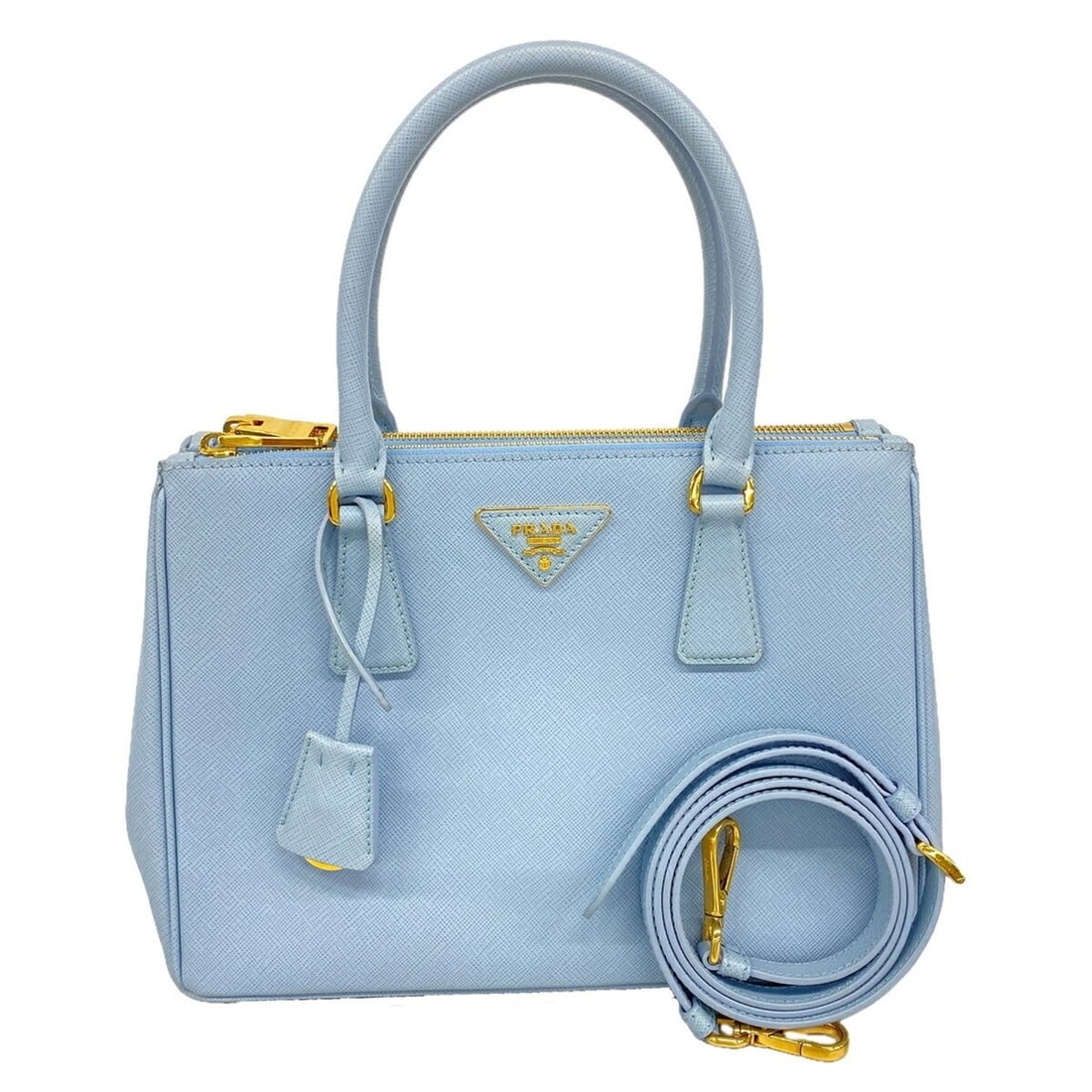 Prada Saffiano Galleria Leather Handbag, Blue, Women's (1 of 10)