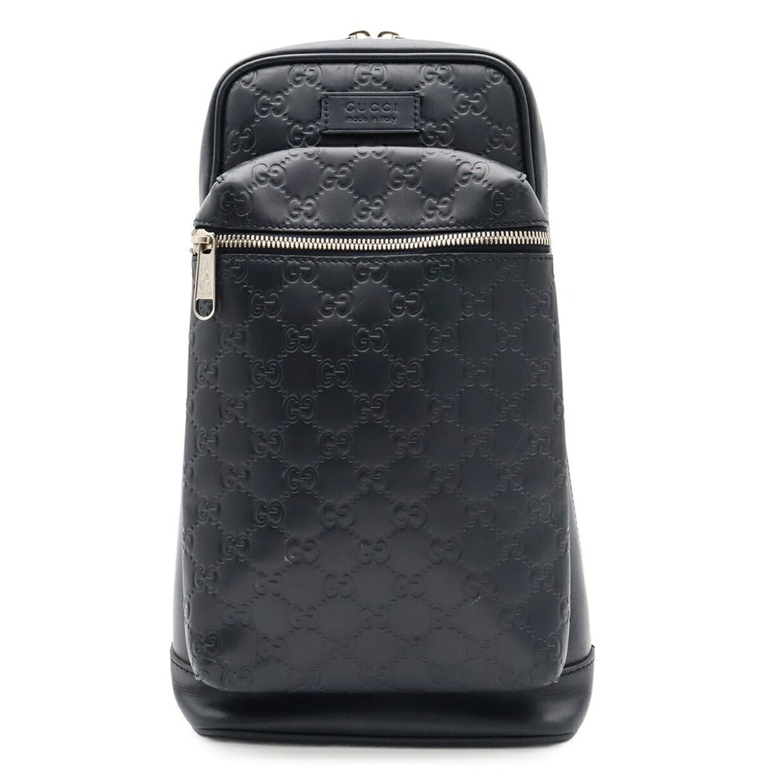 GUCCI Guccissima Crossbody Bag, Sling Shoulder Leather, Navy, Japan Limited Edition 450970: --- Catalog ---Category: SizeWeight: 750g / 1.65lb.Size (HxWxD): 35cm x 20cm x 9cm / 13.77'' x 7.87'' x 3.54''Strap Length: 118cm / 46.45''Category: DesignType: Shoulder bag, Sling bagColor: NavyGende