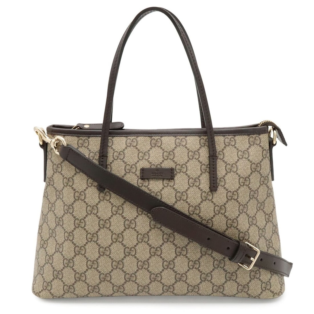 GUCCI GG Supreme Plus Tote Bag, Handbag, Shoulder Leather, Beige, Dark Brown, 353440 (1 of 10)