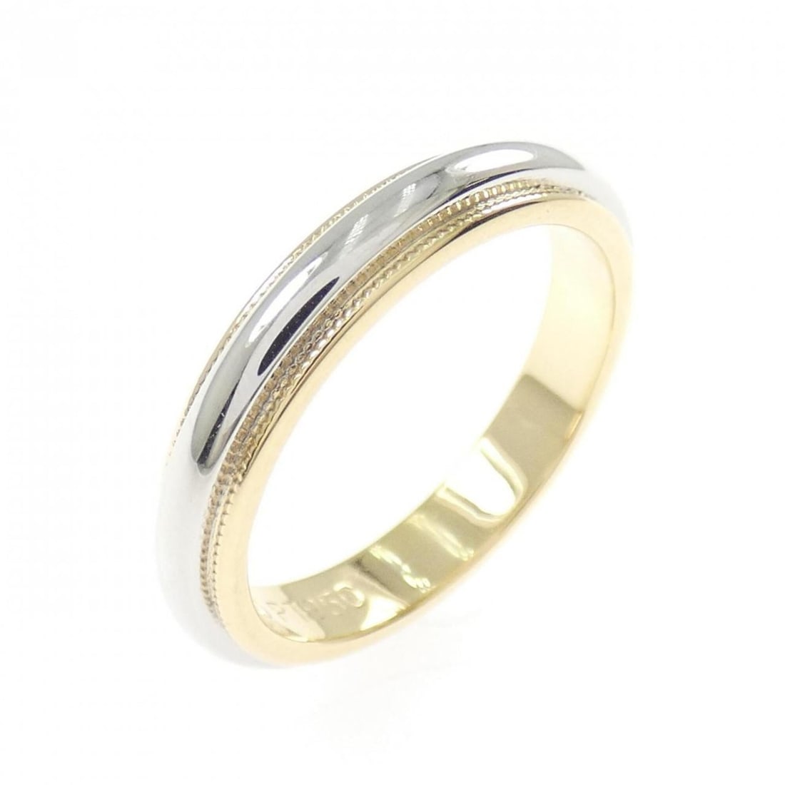 Tiffany & Co. Milgrain Ring: --- Catalog ---Category: SizeJP Size: 10US Size: 5.5Category: DesignType: Band ringGender: WomenMaterial: Platinum 950, Yellow gold (18K)Category: GeneralBrand: Tiffany--- Item List ---Section: Condit