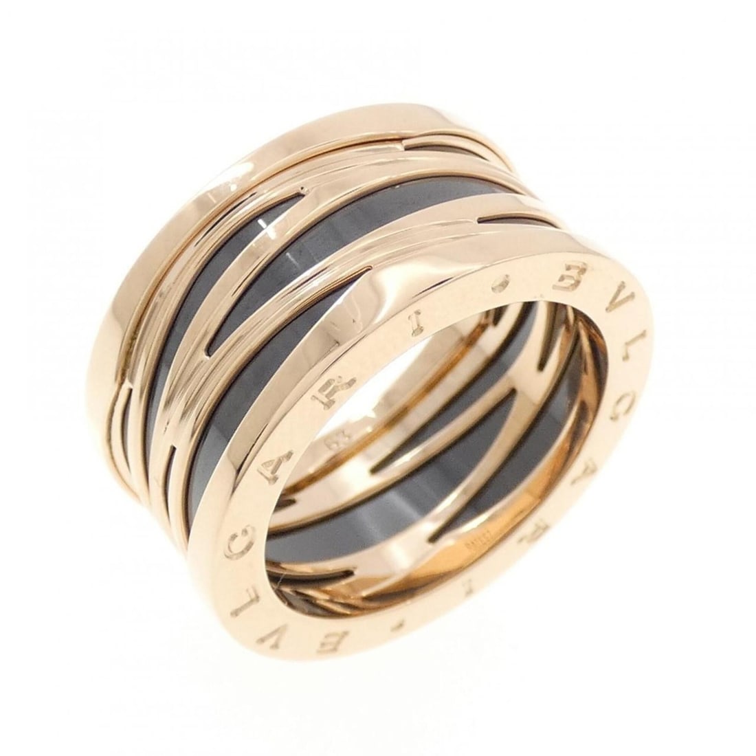 Bvlgari B.zero1 Design Legend 4-Band Ring: --- Catalog ---Category: SizeUS Size: 11Brand Size: 63Category: DesignType: Band ringGender: Women,MenMaterial: Ceramic, Pink gold (18K)Category: GeneralBrand: Bvlgari--- Item List ---Section: Conditi