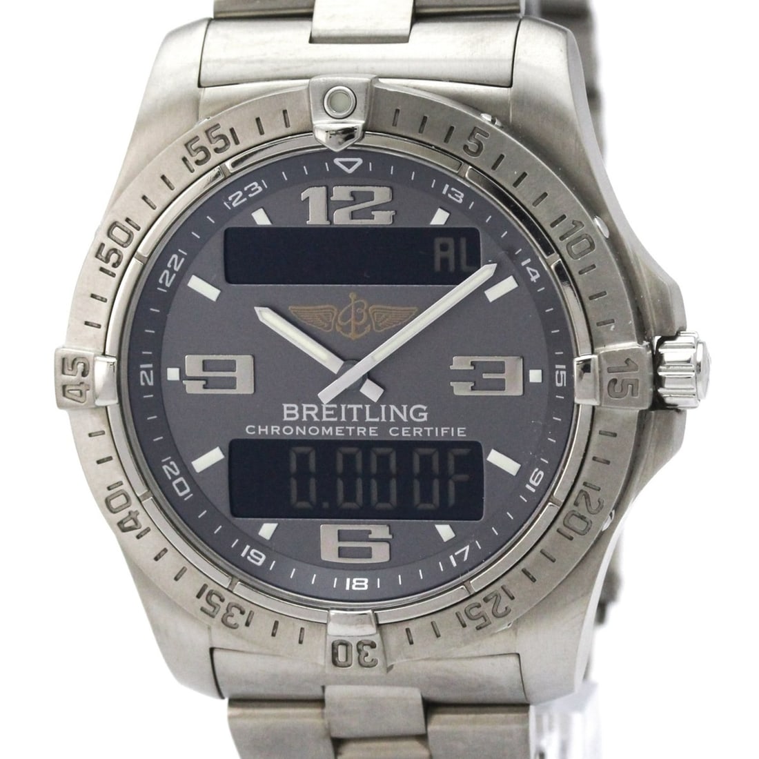 BREITLING Aerospace Avantage Titanium Quartz Mens Watch E79362 Polished: --- Catalog ---Category: SizeCase Diameter: 40mm / 1.57''Category: DesignType: WristwatchStyle: SportGender: MenColor (Dial): GrayMaterial (Band): TitaniumMaterial (Case): TitaniumCategory: