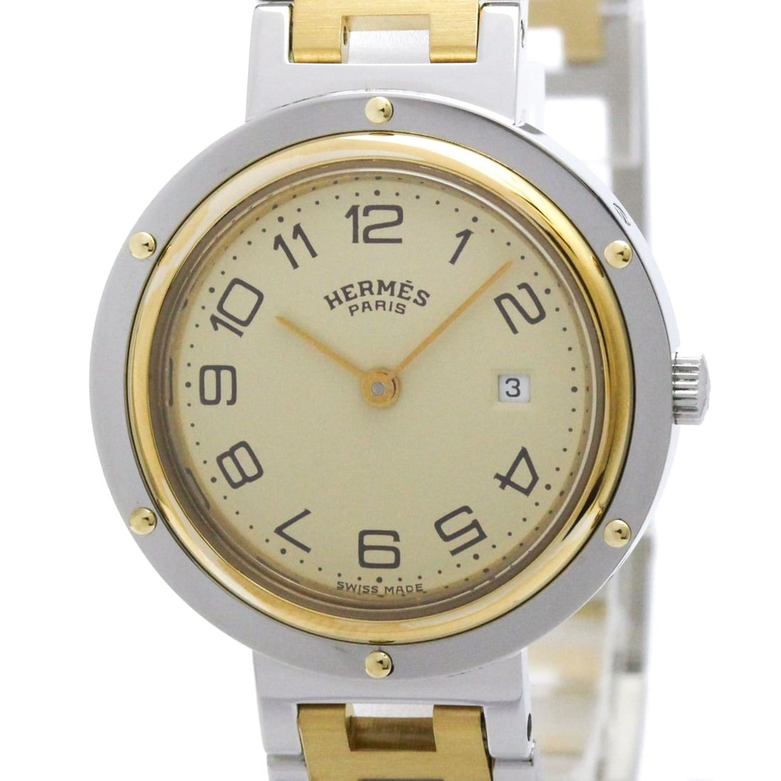 HERMES Clipper Gold Plated Stainless Steel Quartz Unisex Watch Polished (1 of 9)